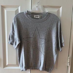 27 Miles Gray Star Cashmere Cotton Blend Sweater